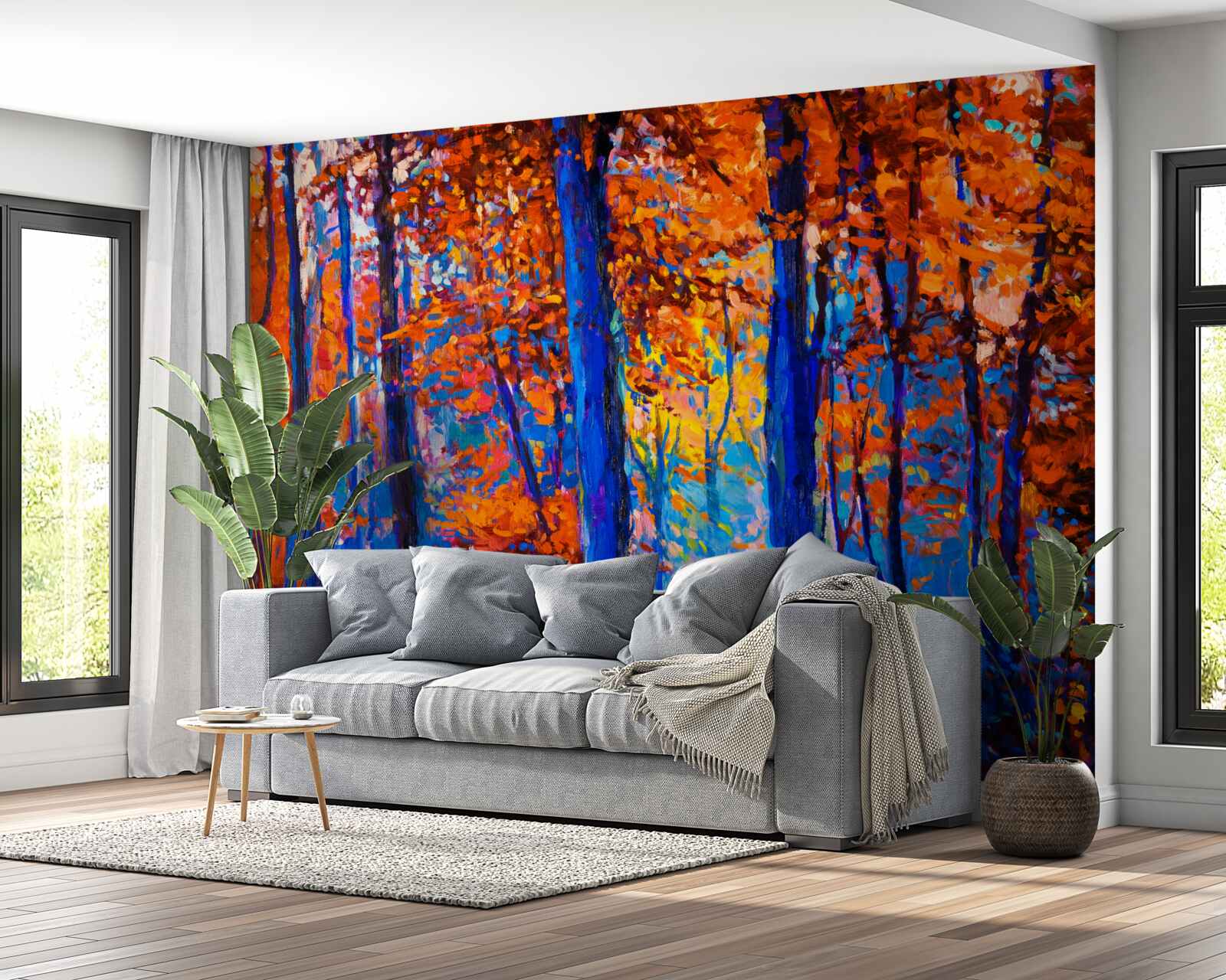 Fototapet contrast de culori în pădurea de toamnă