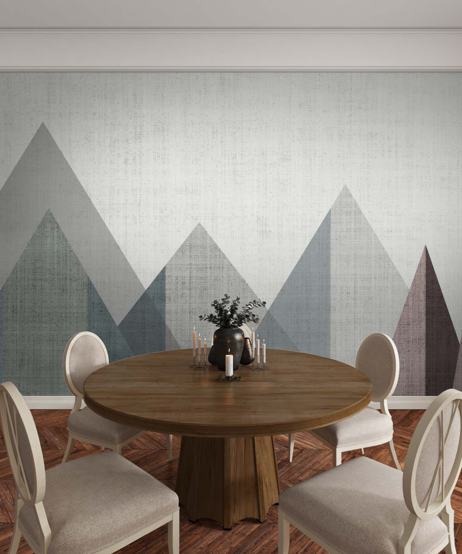 Fototapet vârfurile și culmile sunt scufundate în frig