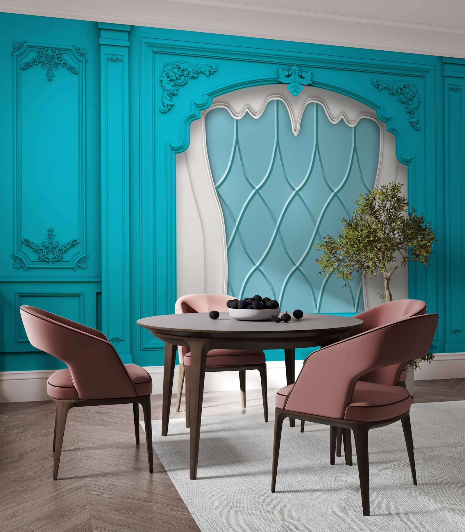 Fototapet fereastră cu vitralii albastre