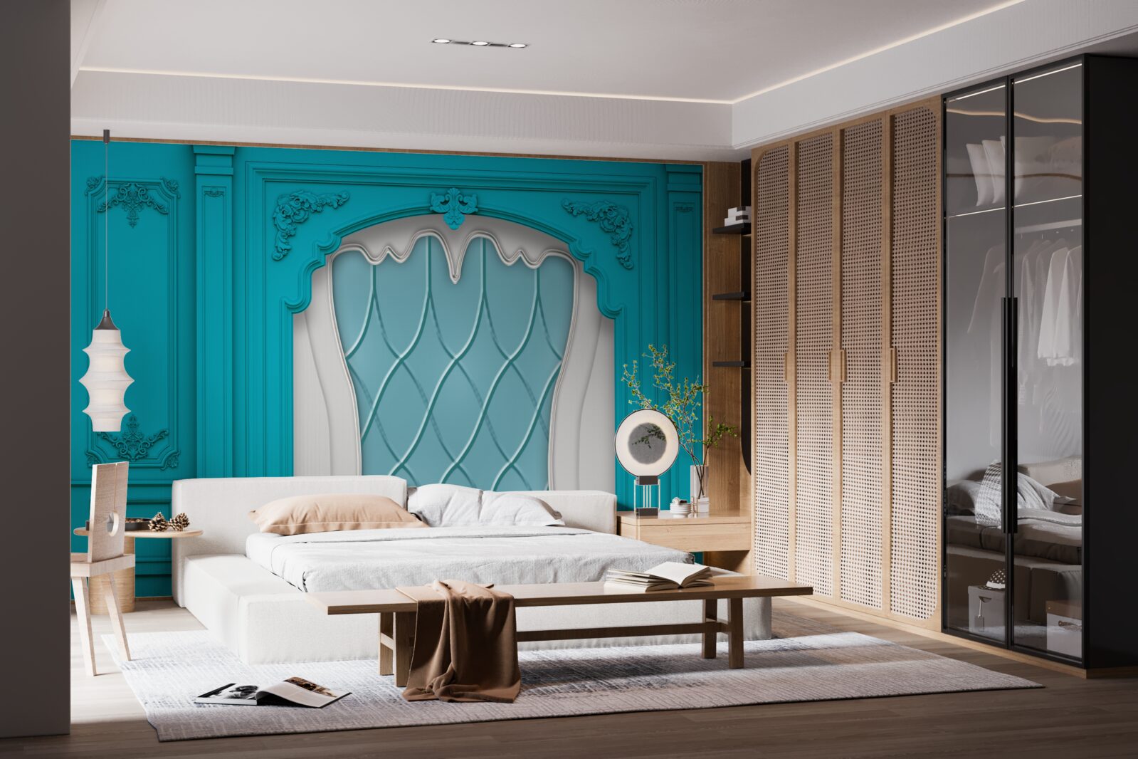 Fototapet fereastră cu vitralii albastre