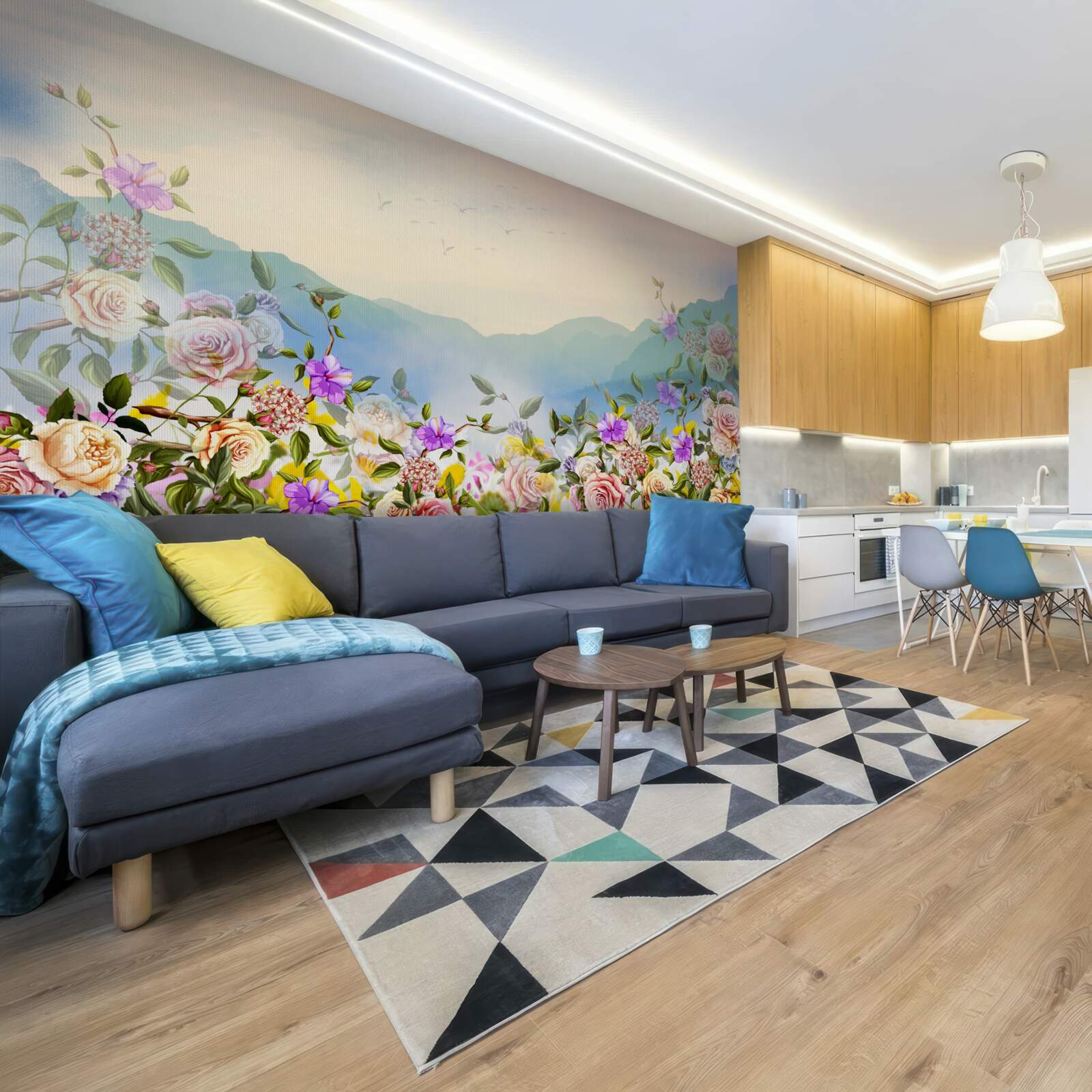 Fototapet mai multe nuanțe de înflorire pe gazon