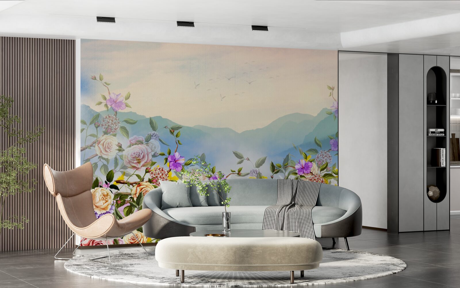 Fototapet mai multe nuanțe de înflorire pe gazon