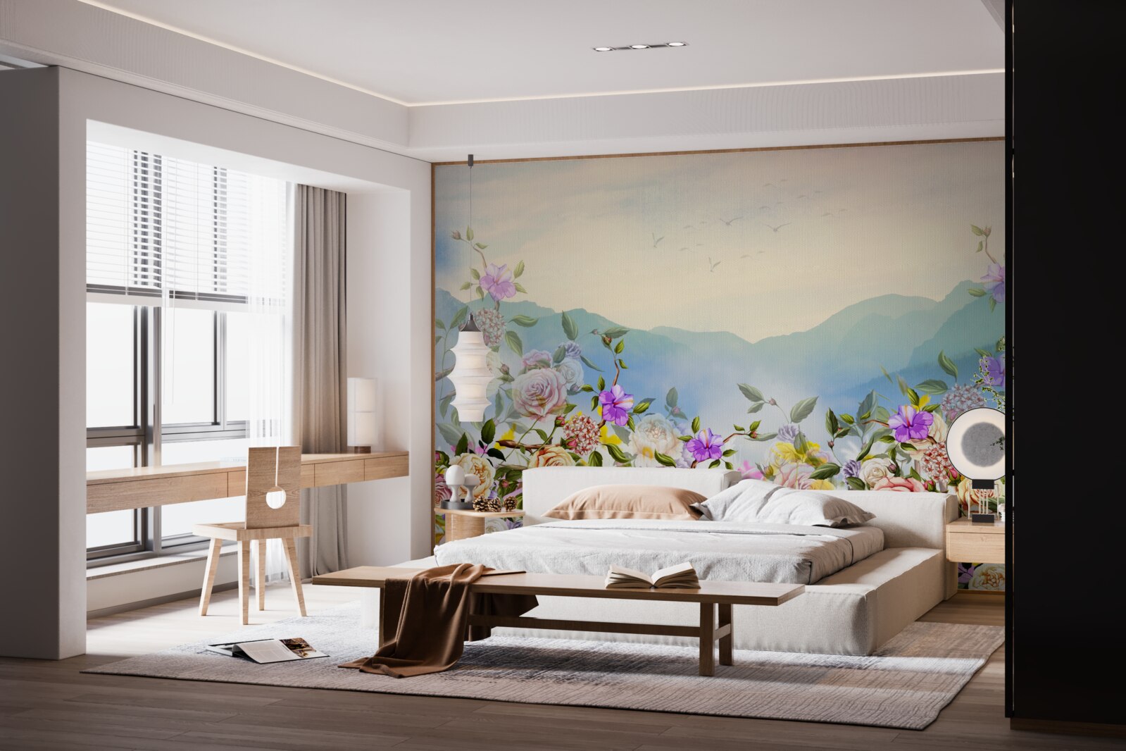 Fototapet mai multe nuanțe de înflorire pe gazon