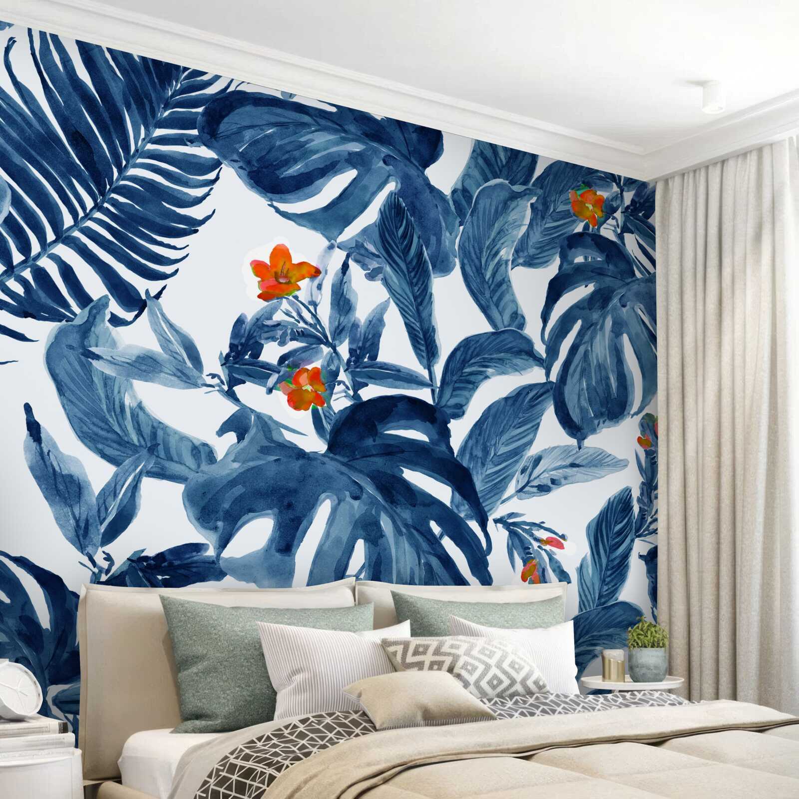 Fototapet crin piersic și ferigă albastră