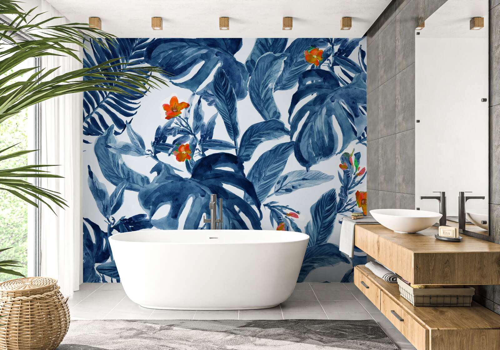 Fototapet crin piersic și ferigă albastră