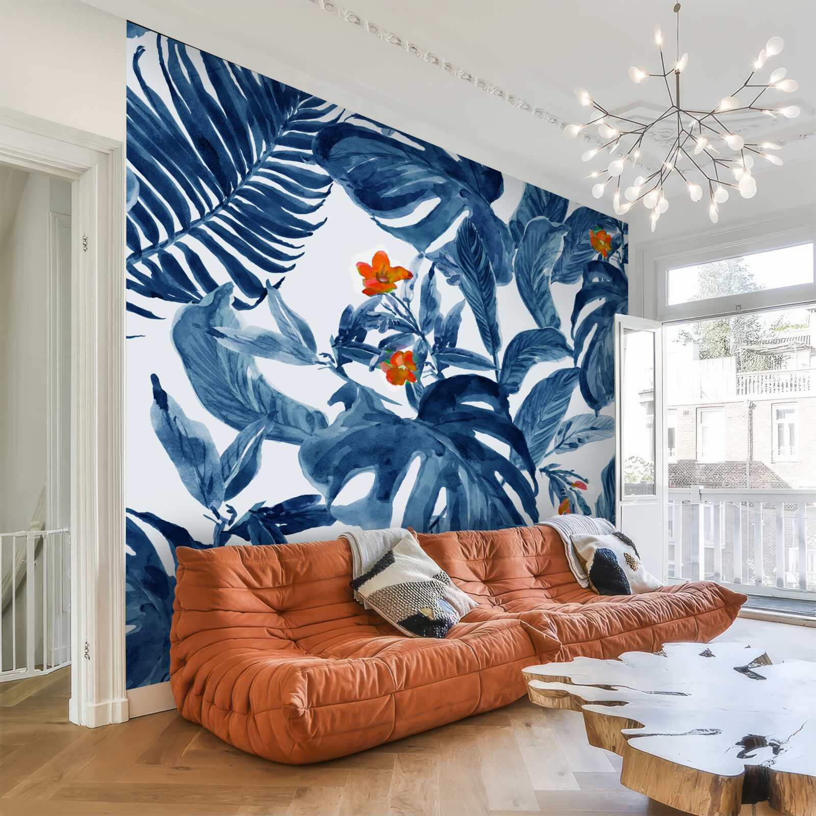 Fototapet crin piersic și ferigă albastră