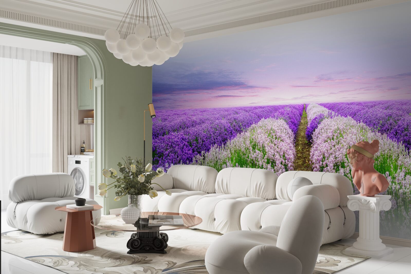 Fototapet câmp cu lavandă parfumată în pajiști