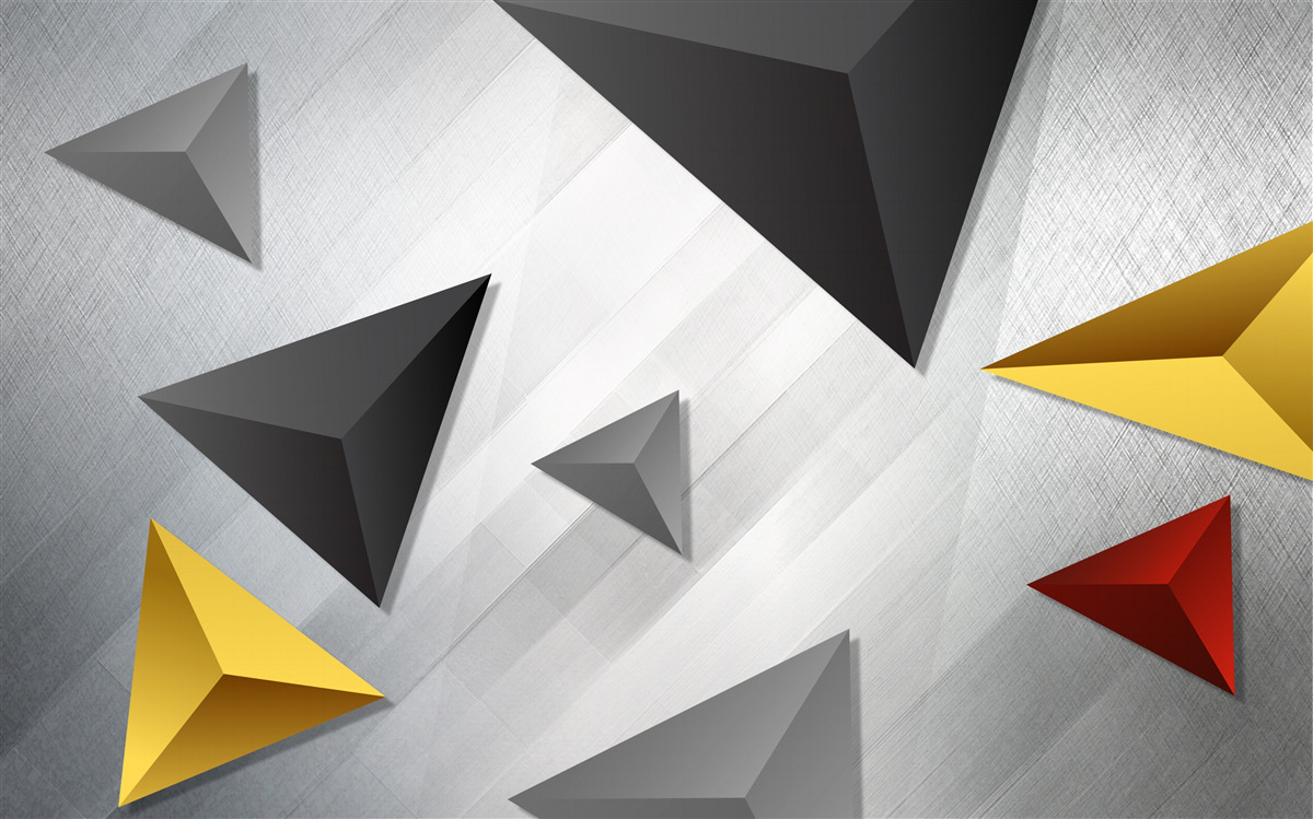 Fototapet triunghiuri de diferite nuanțe plutind în aer