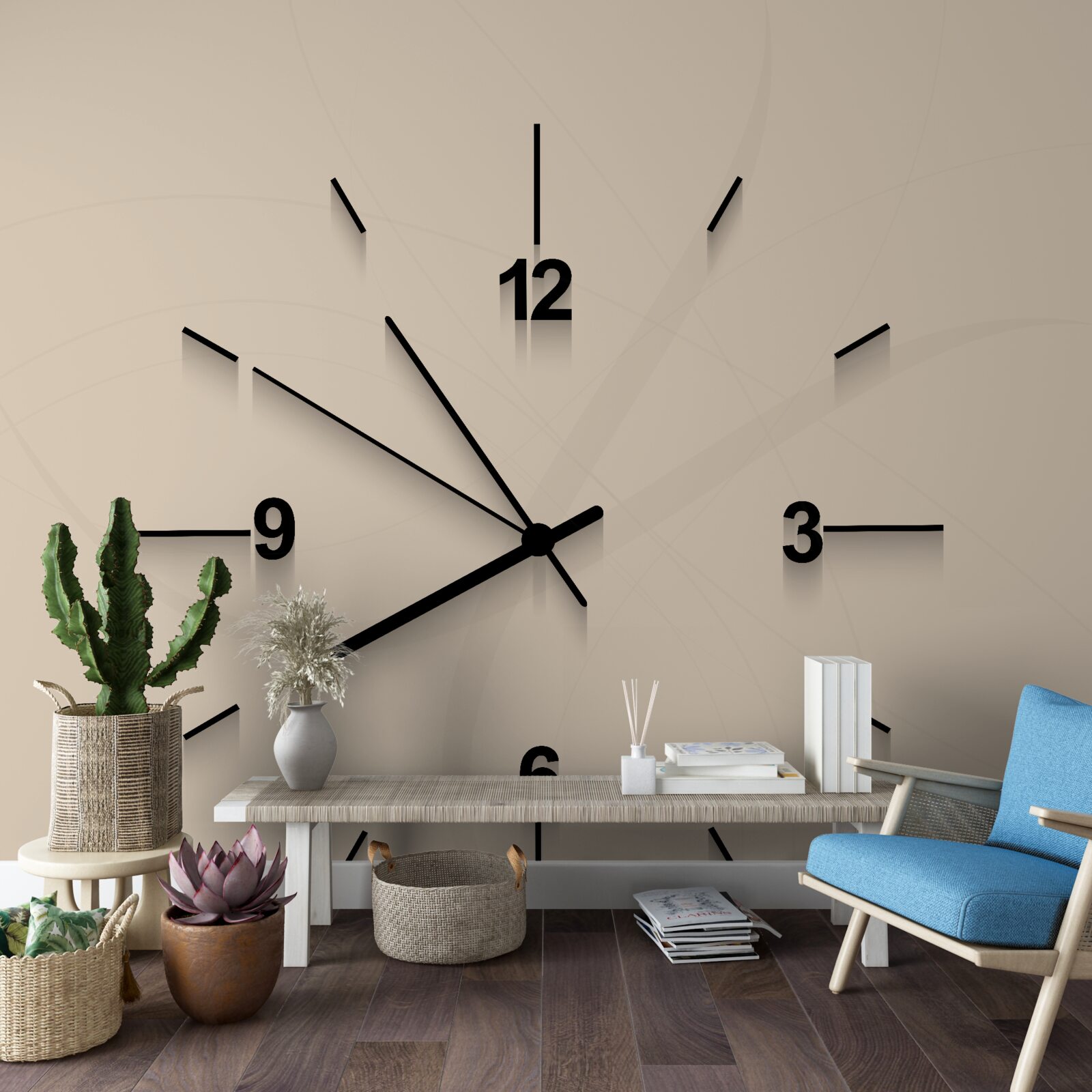 Fototapet ceas de perete cu patru cifre