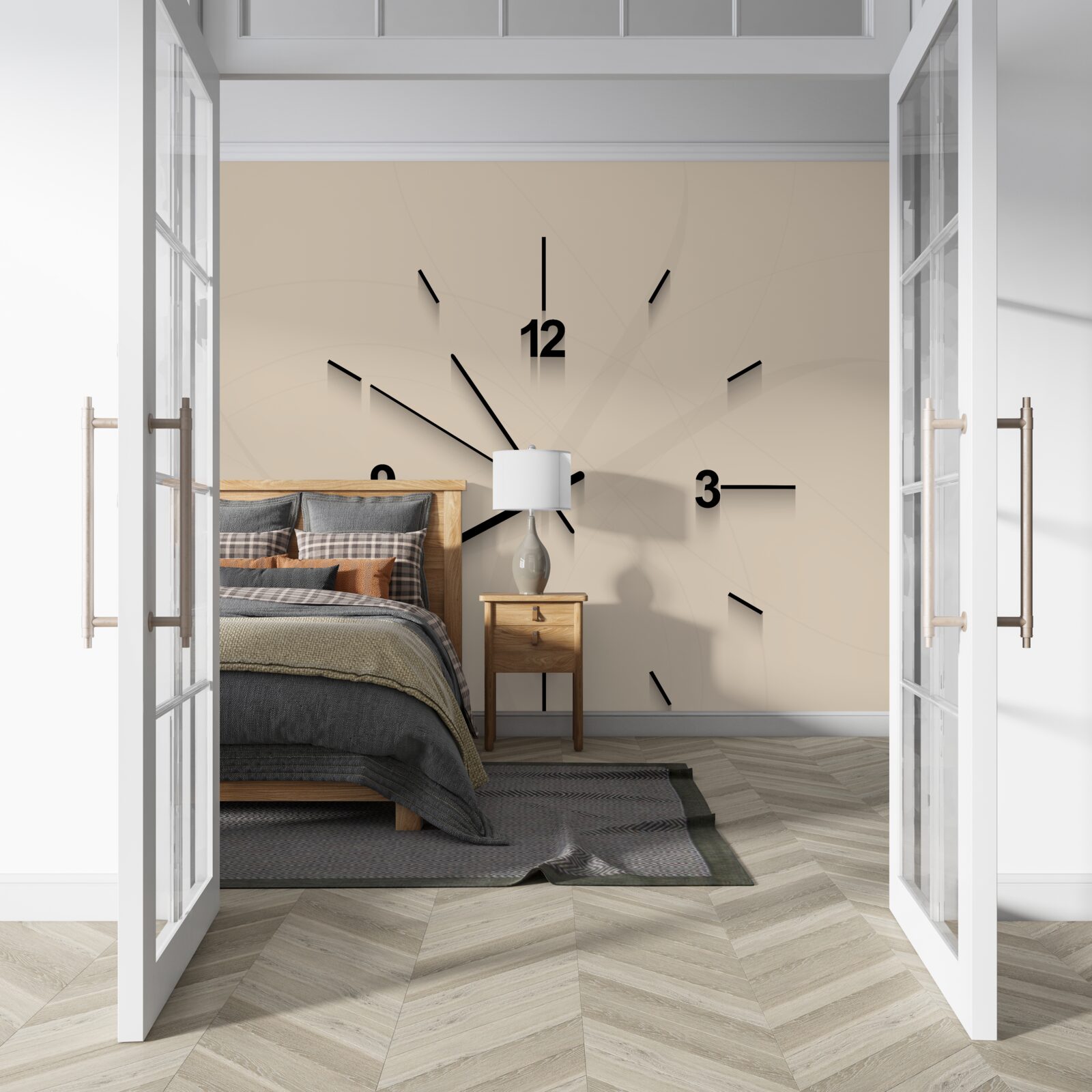 Fototapet ceas de perete cu patru cifre