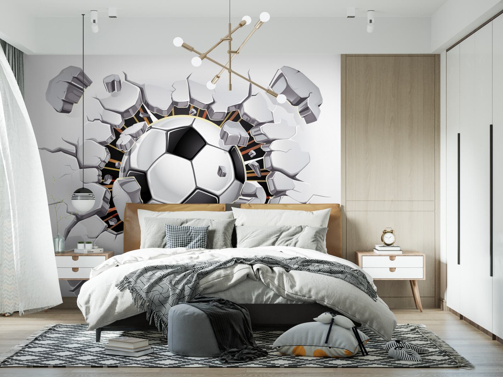 Fototapet fotbal care zboară prin aer