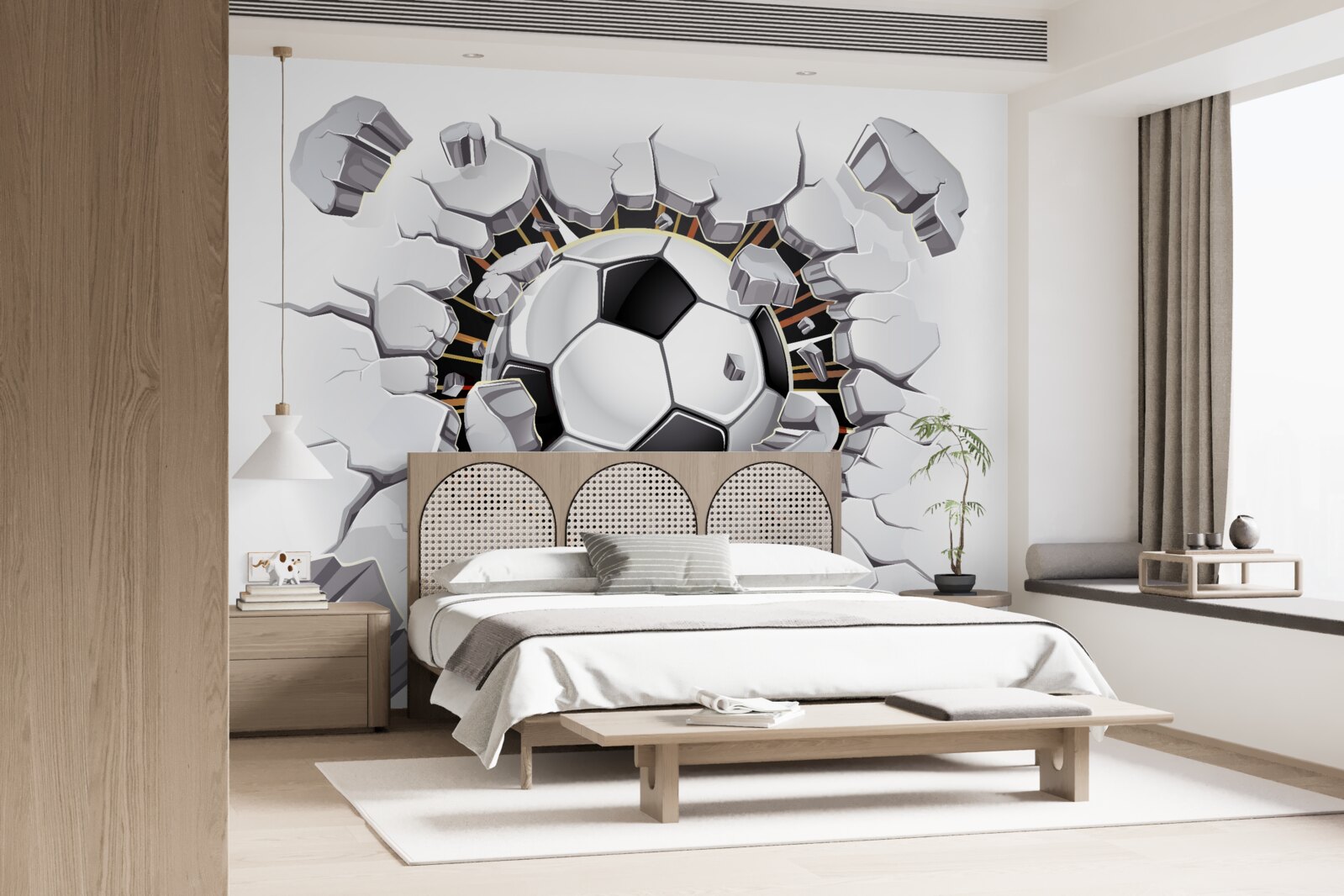 Fototapet fotbal care zboară prin aer