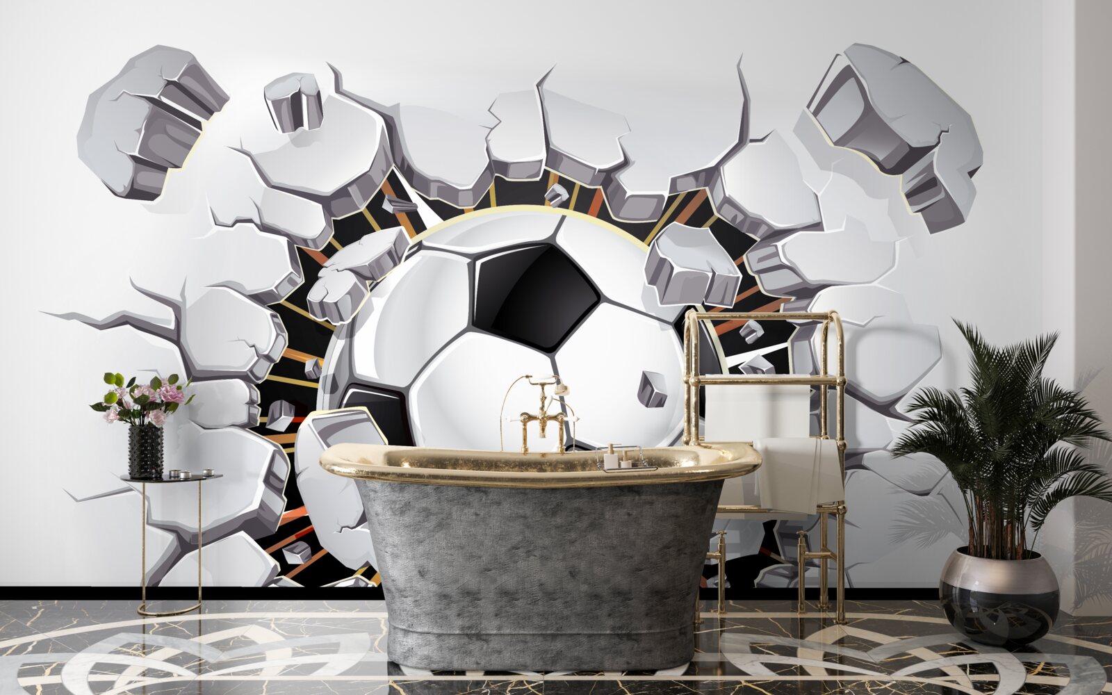 Fototapet fotbal care zboară prin aer