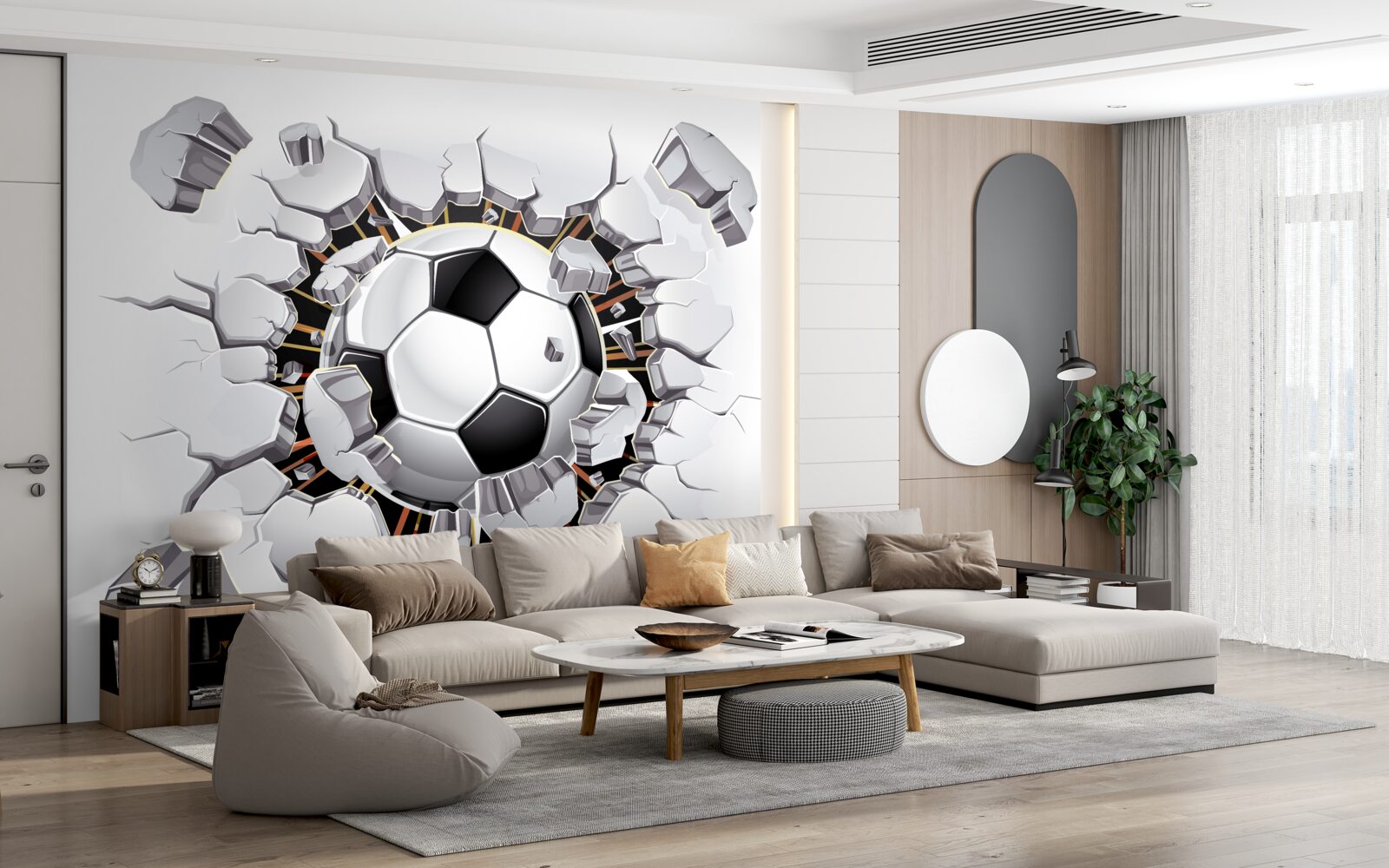 Fototapet fotbal care zboară prin aer