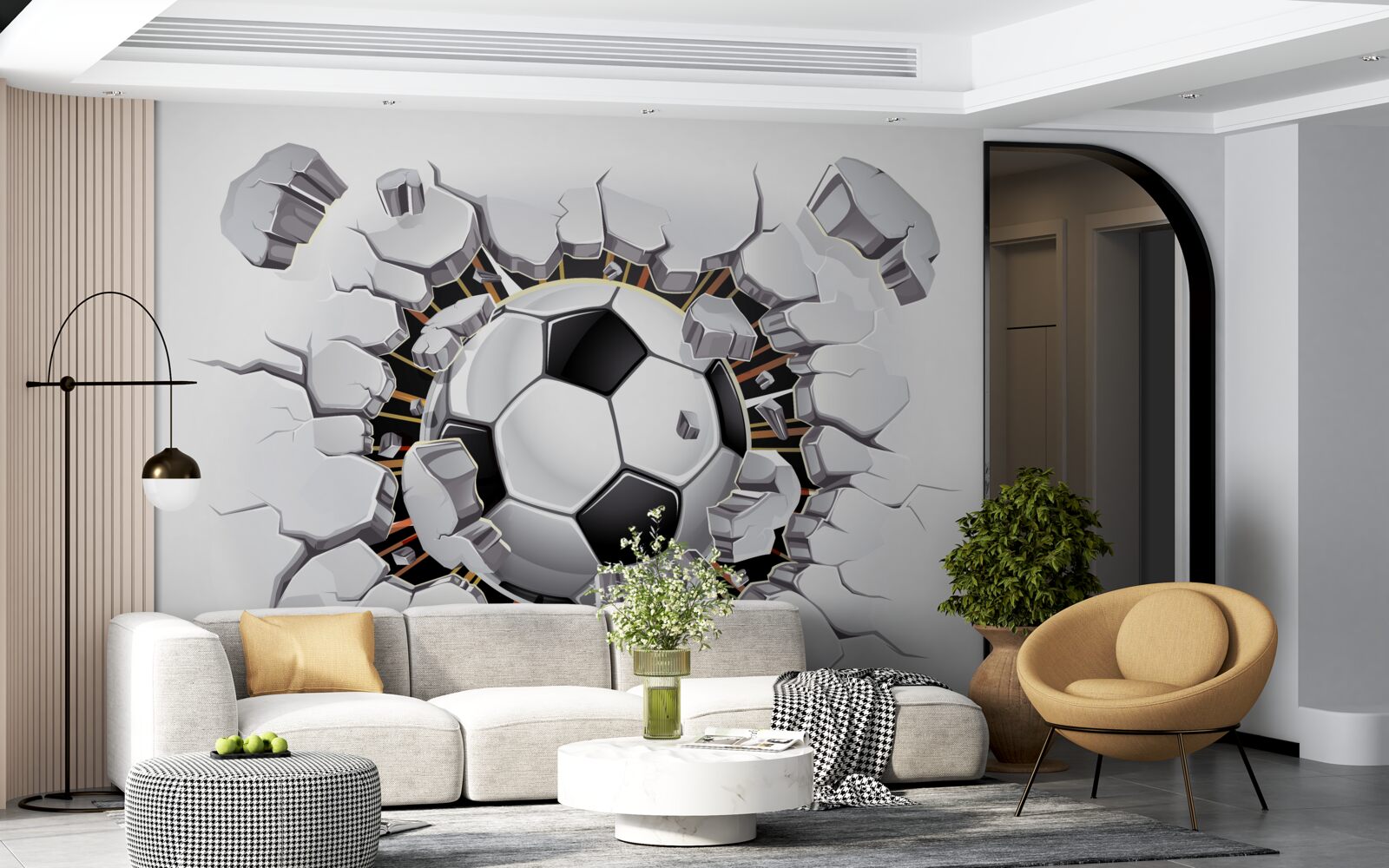 Fototapet fotbal care zboară prin aer