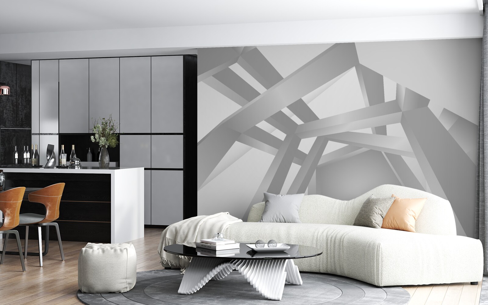 Fototapet coridor cu un model geometric luminos