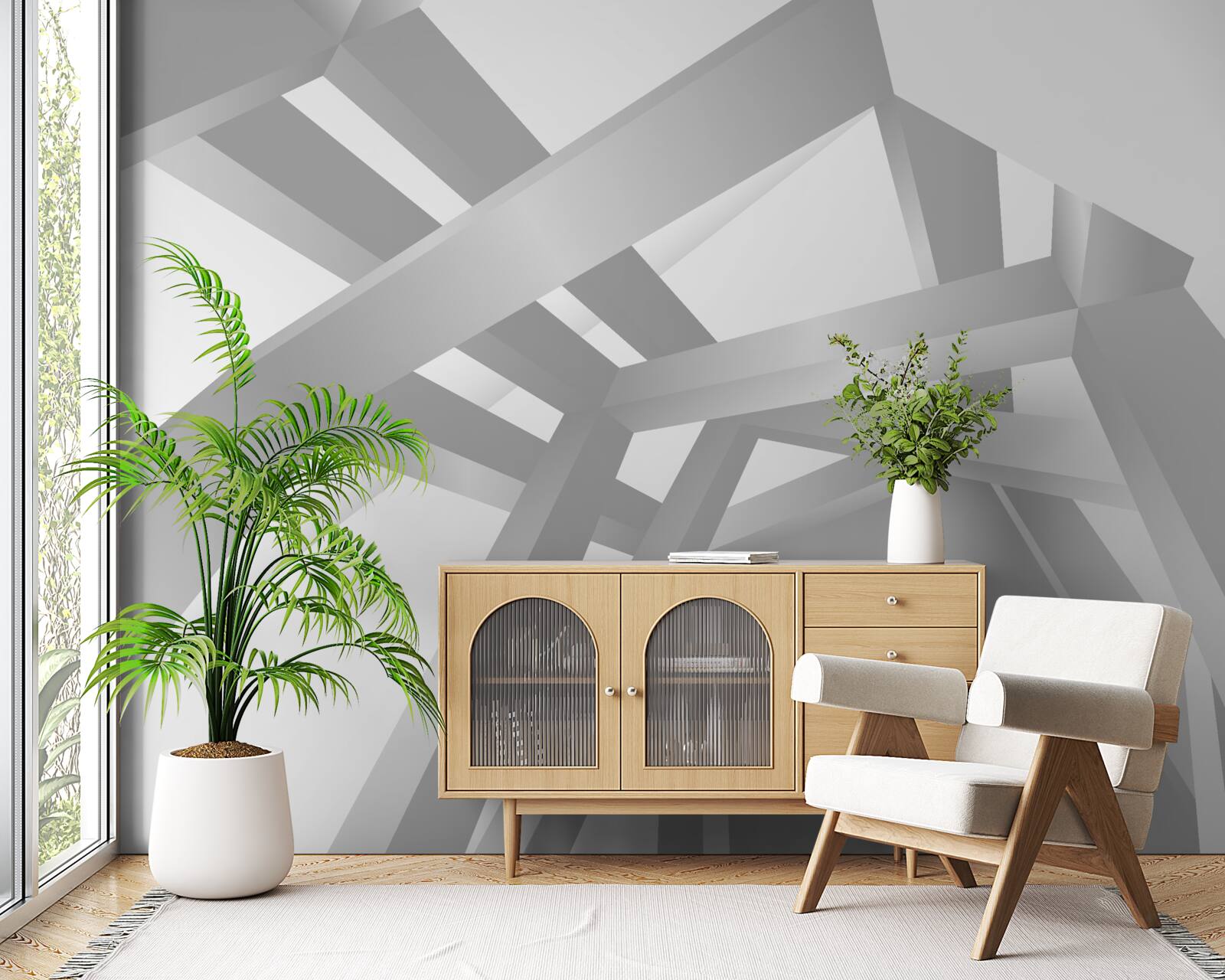 Fototapet coridor cu un model geometric luminos