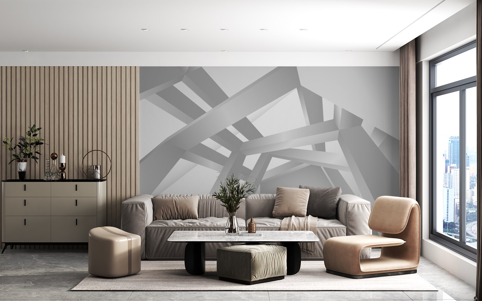 Fototapet coridor cu un model geometric luminos