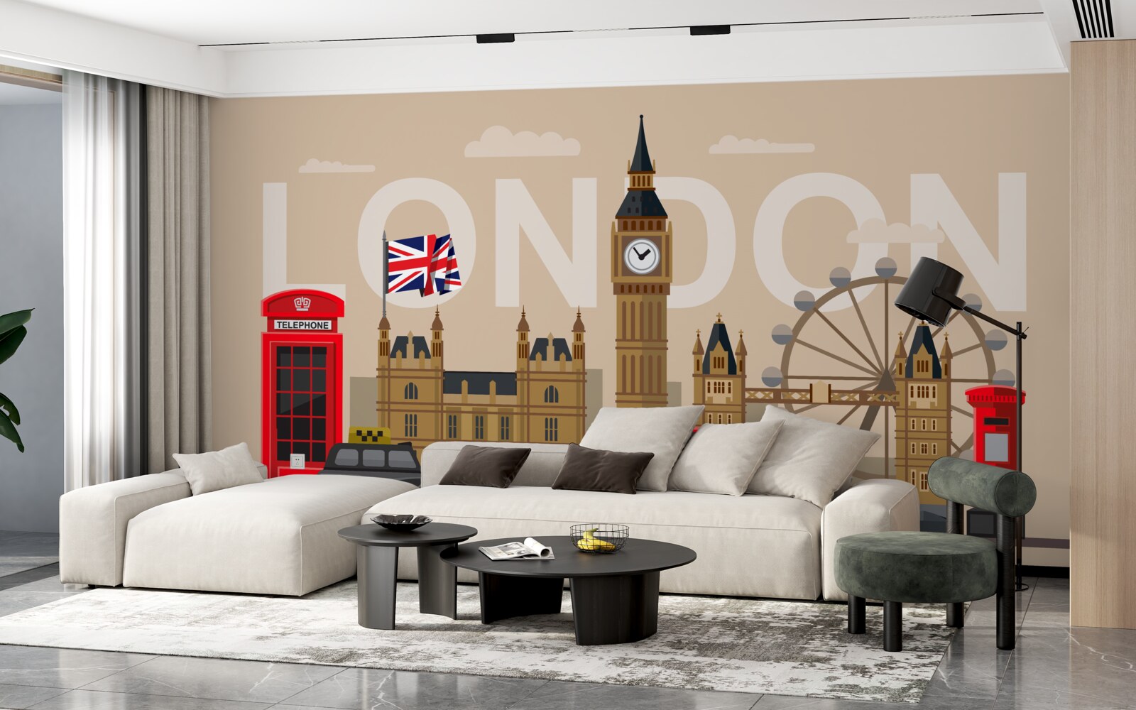 Fototapet însemnele principale ale londrei, marea britanie