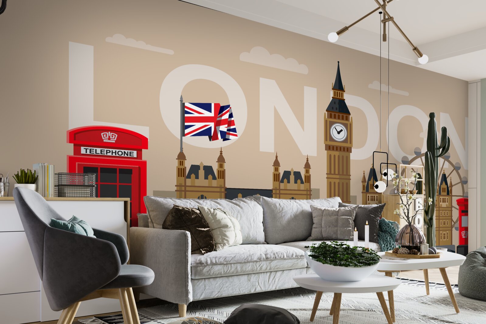 Fototapet însemnele principale ale londrei, marea britanie