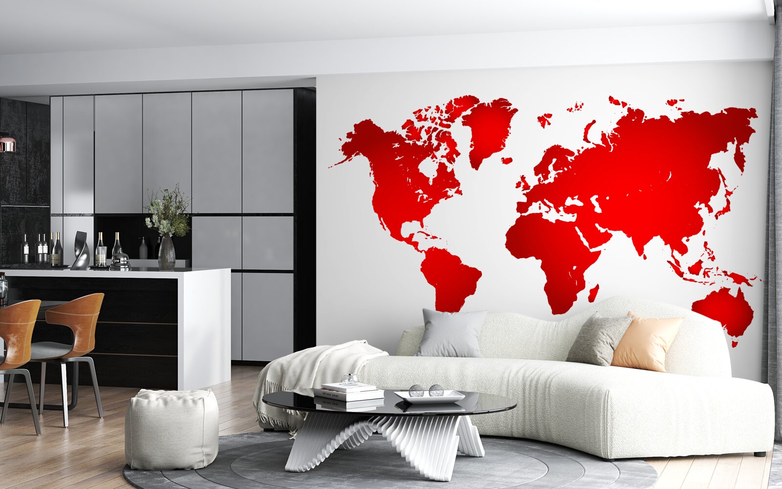 Fototapet harta roșie a lumii