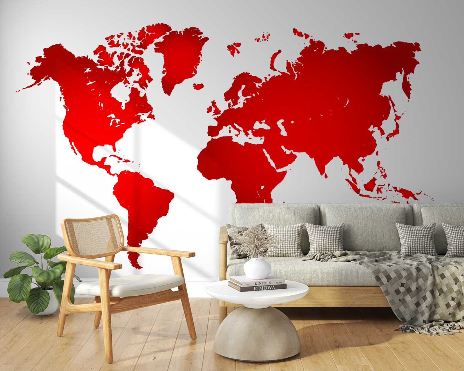 Fototapet harta roșie a lumii