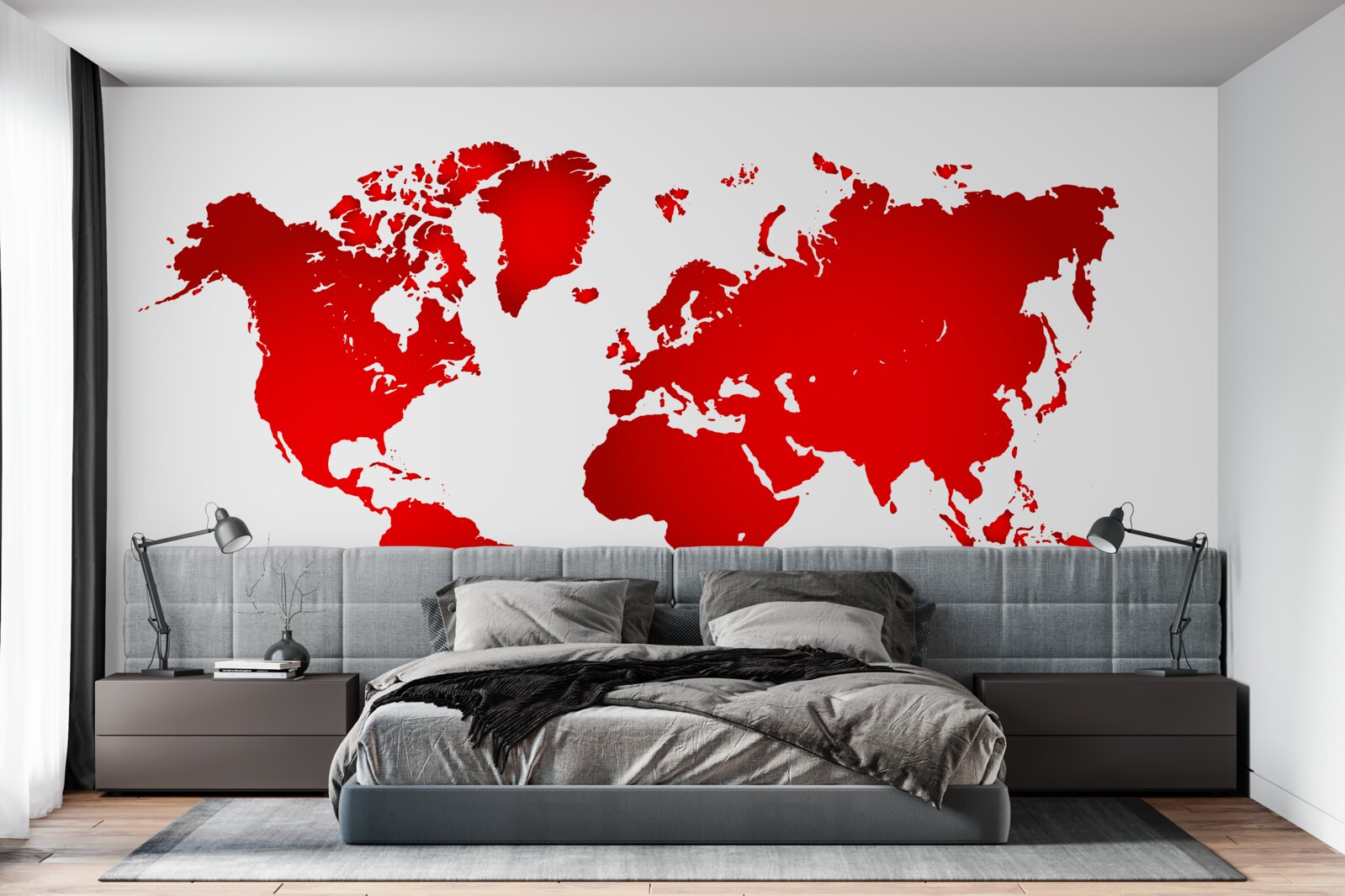 Fototapet harta roșie a lumii