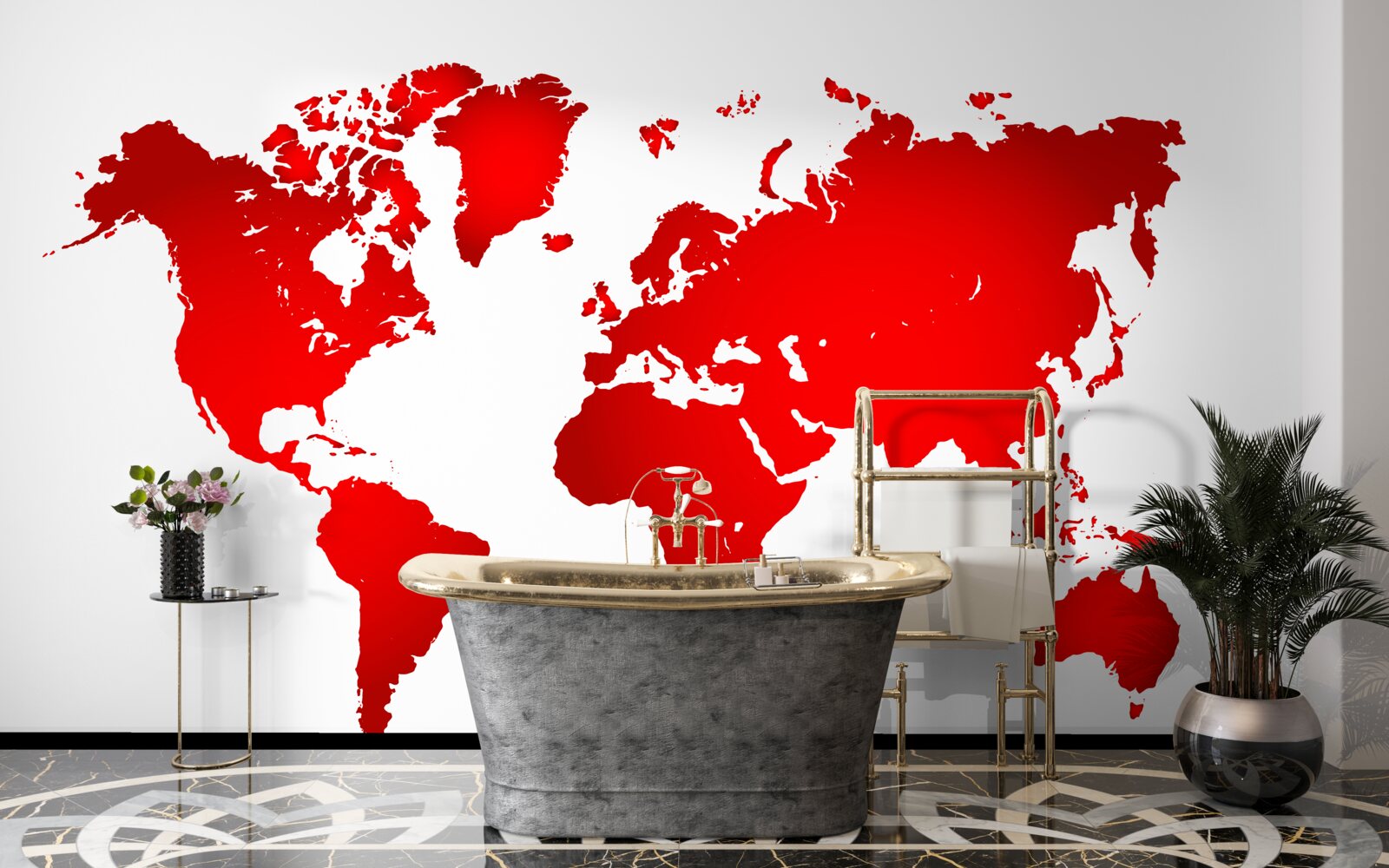 Fototapet harta roșie a lumii