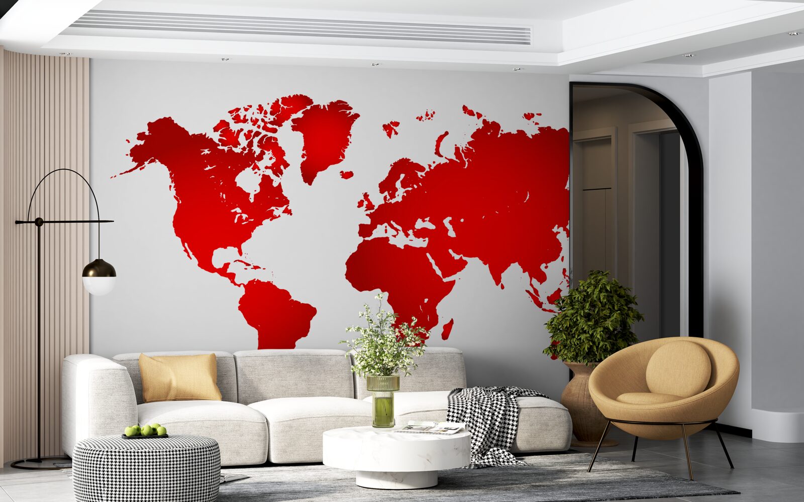 Fototapet harta roșie a lumii
