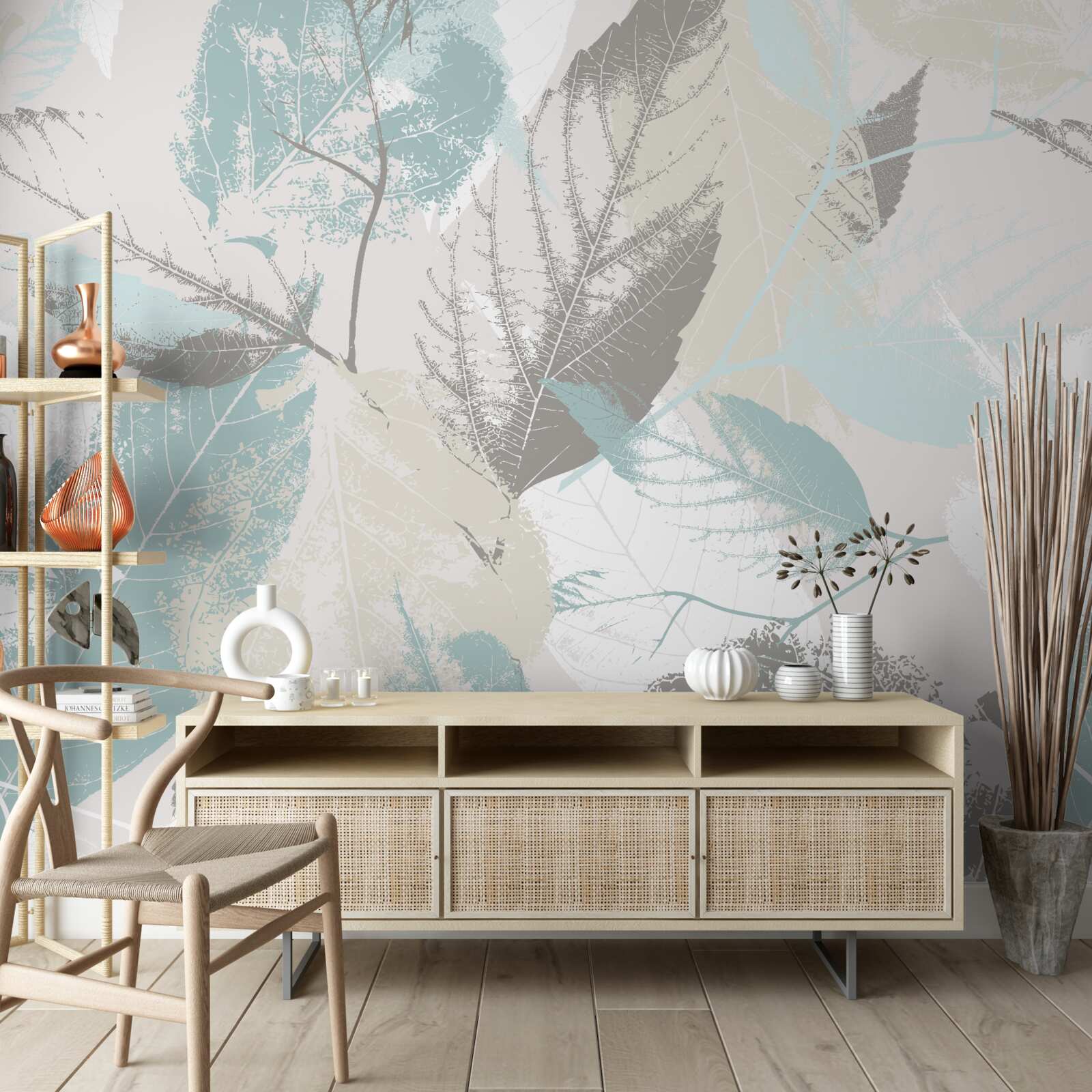 Fototapet lovituri de pensulă în formă de frunză