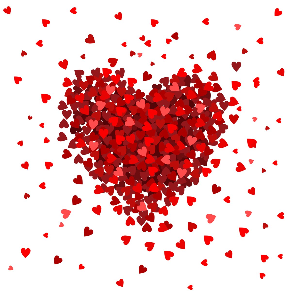 Fototapet o inimă făcută din inimi roșii