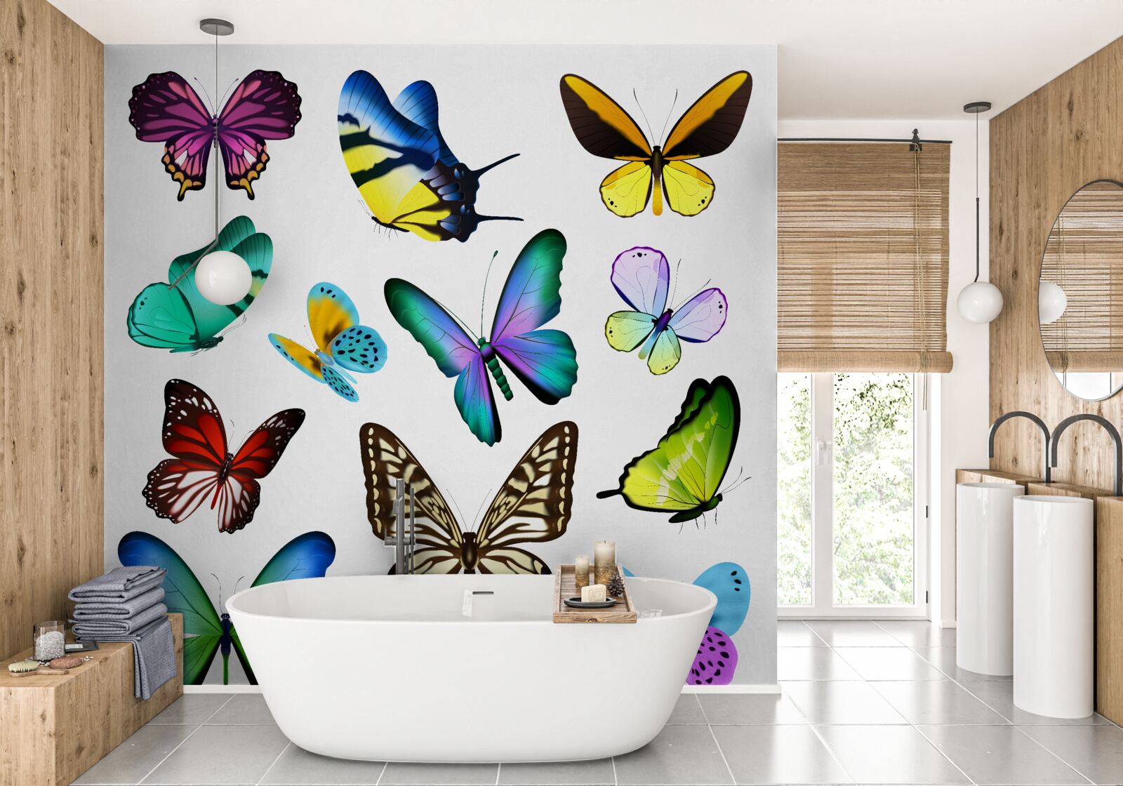 Fototapet acuarelă reprezentând frunze scandinave