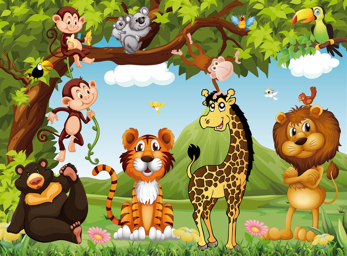 Fototapet animale care trăiesc într-o poiană de pădure