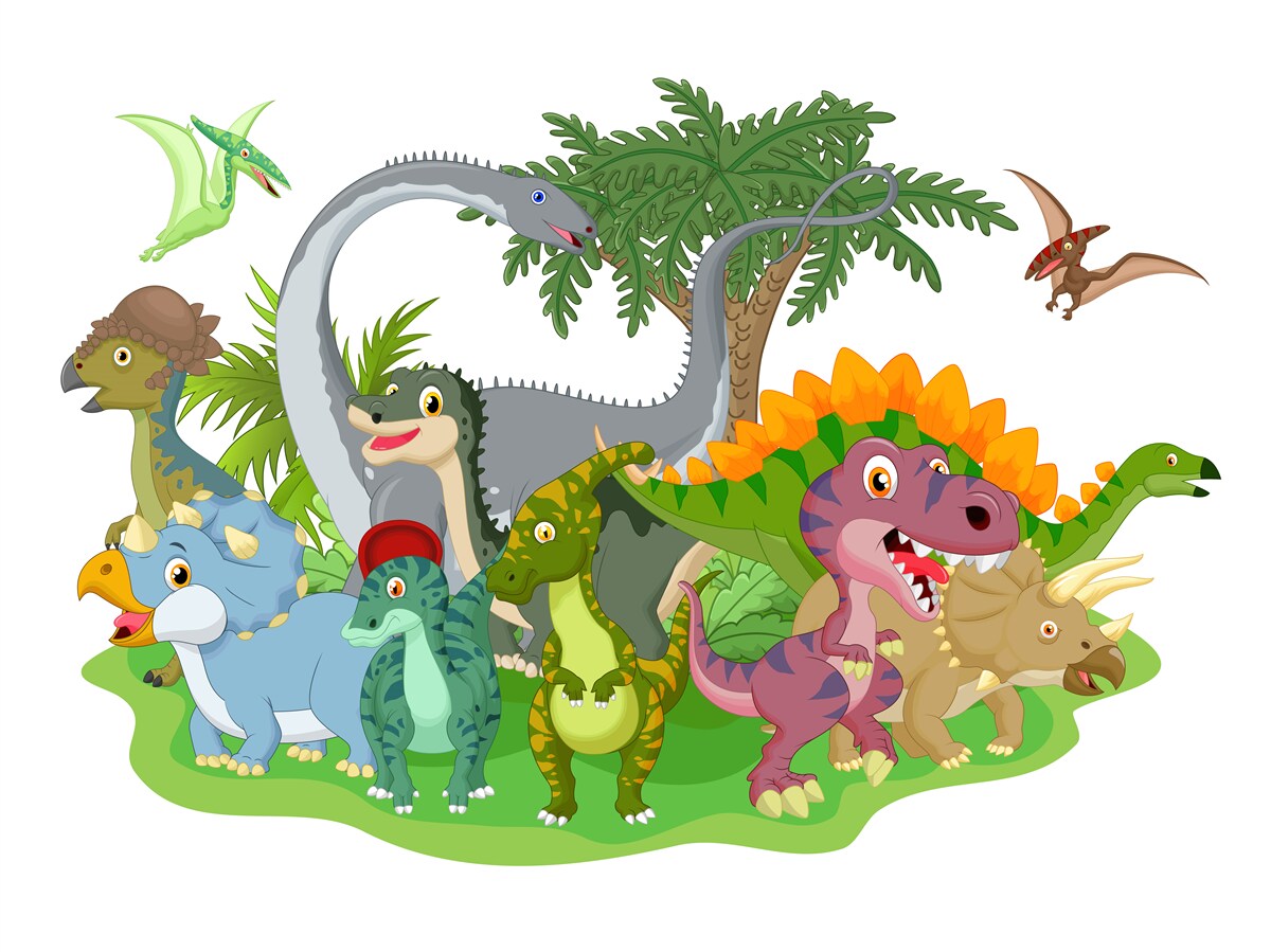 Fototapet dinozauri cu zâmbete