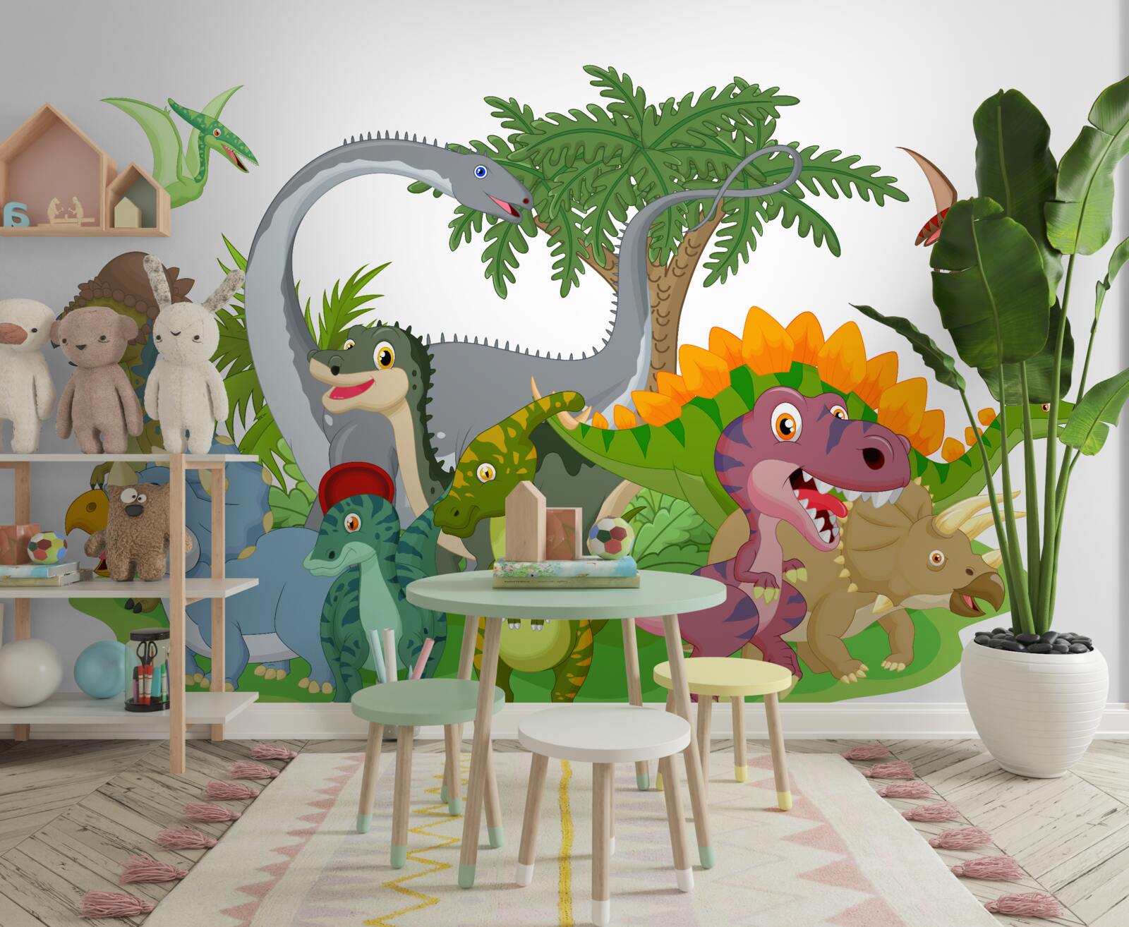 Fototapet dinozauri cu zâmbete