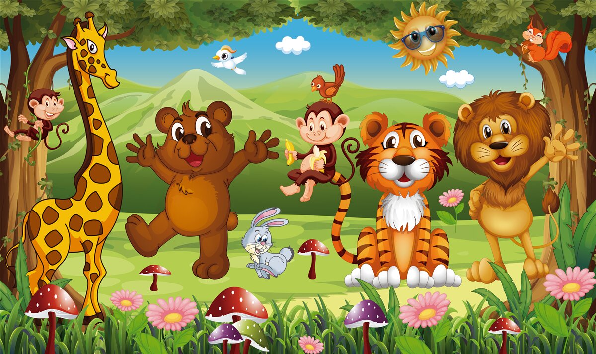 Fototapet animale pe pajiște