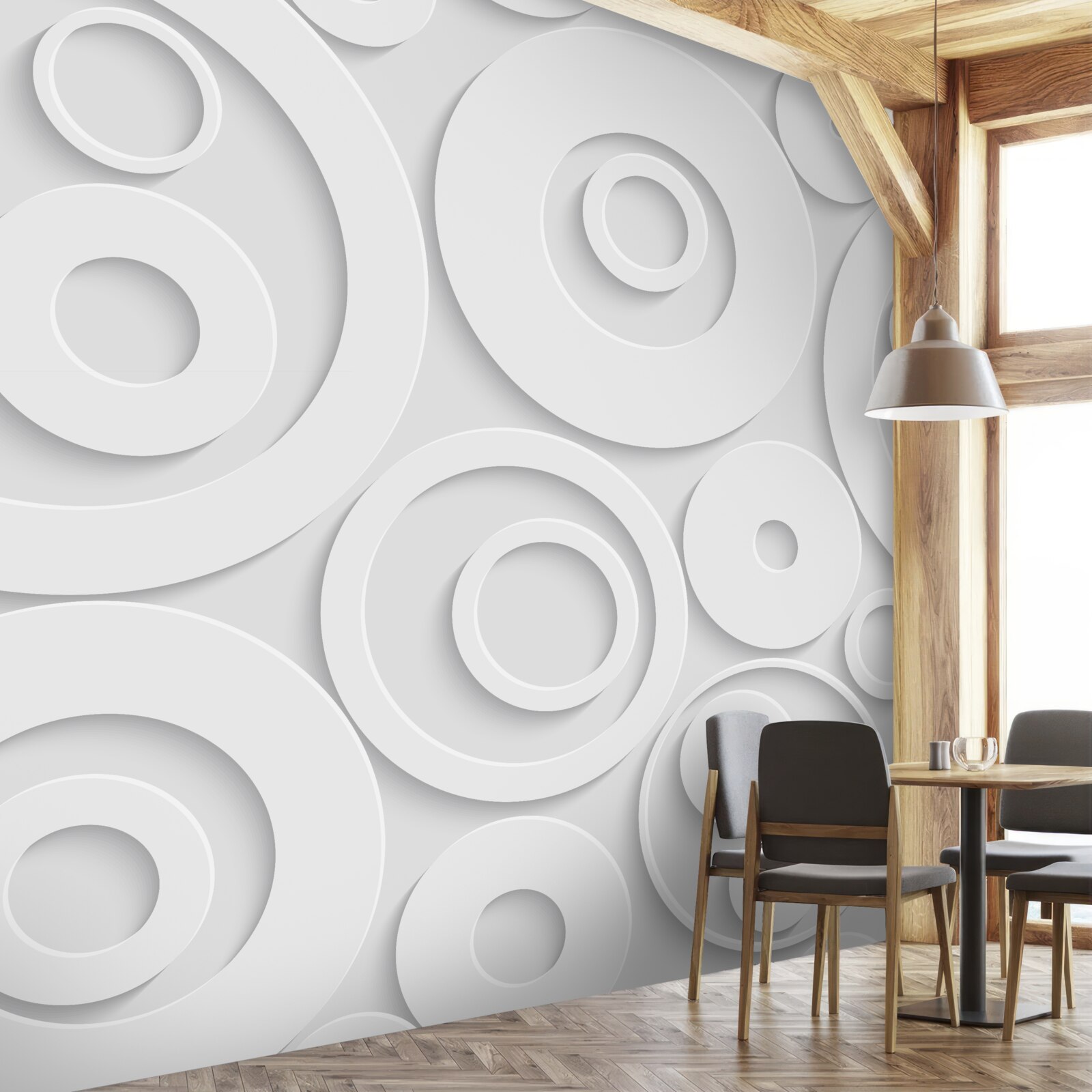 Fototapet modele circulare albe