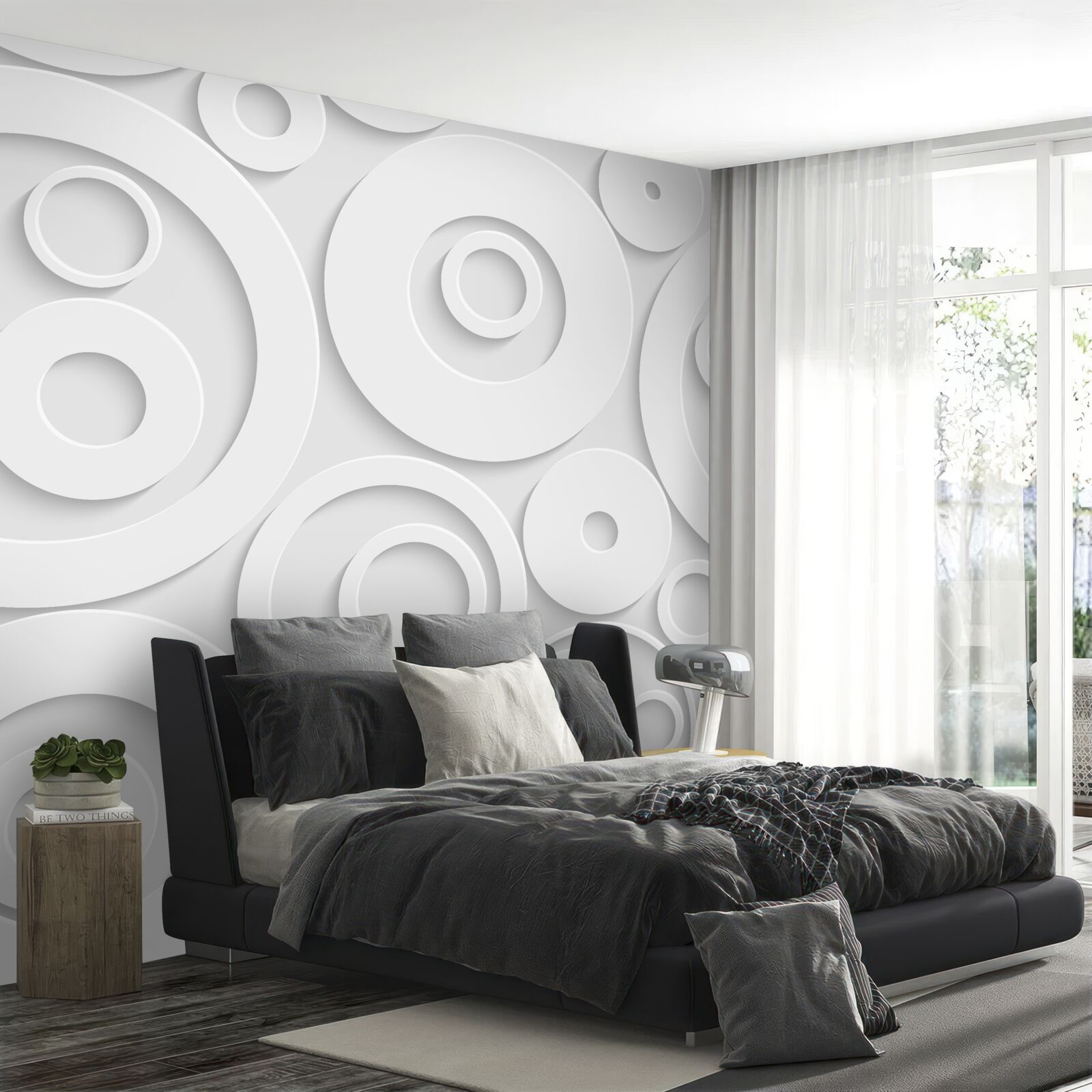 Fototapet modele circulare albe