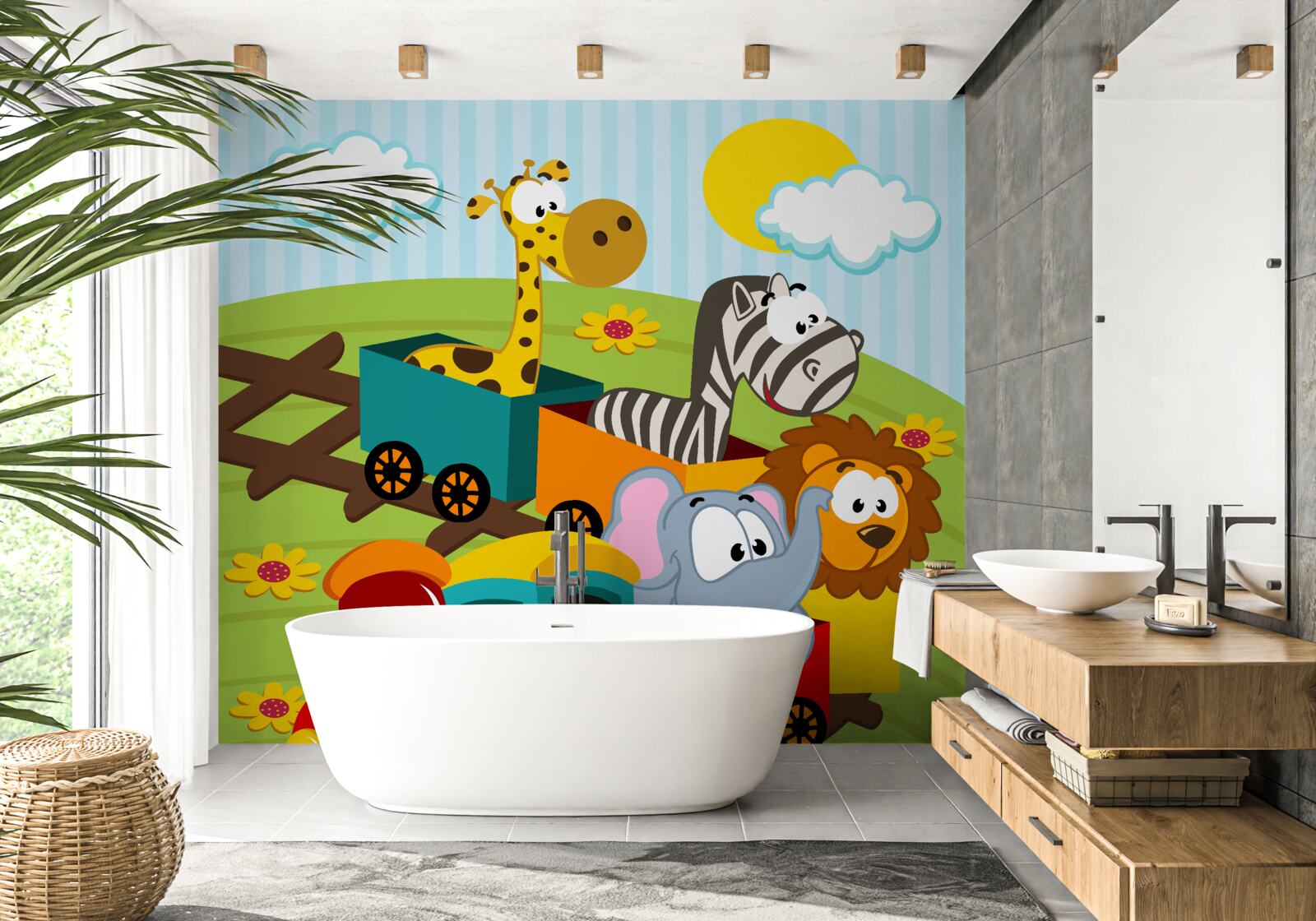 Fototapet creaturi drăguțe pe tren