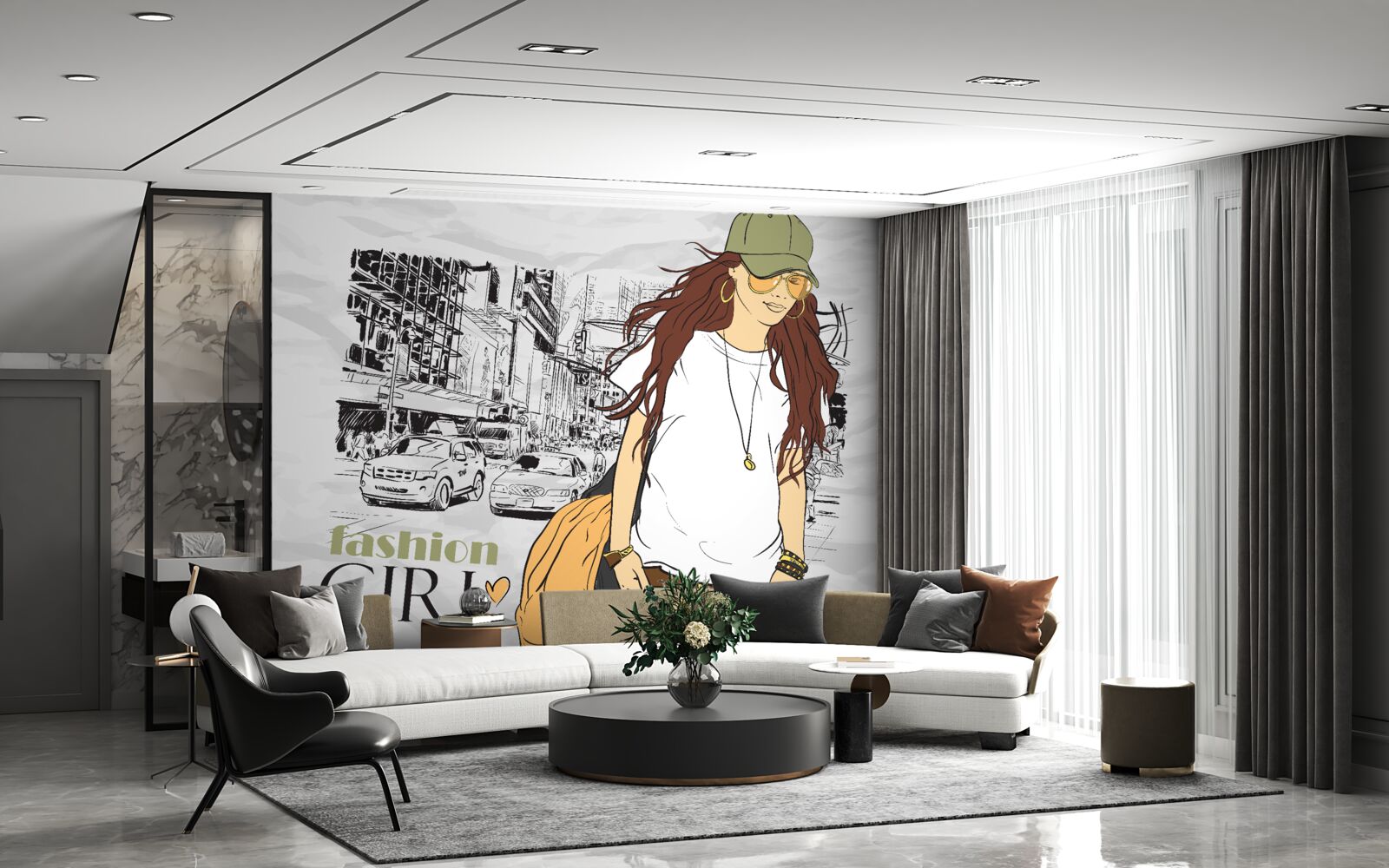 Fototapet fată elegantă și atractivă