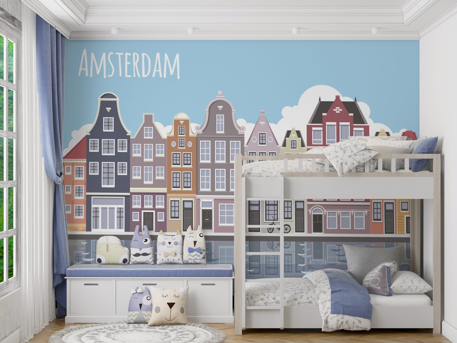 Fototapet reflecție a Amsterdamului în apă