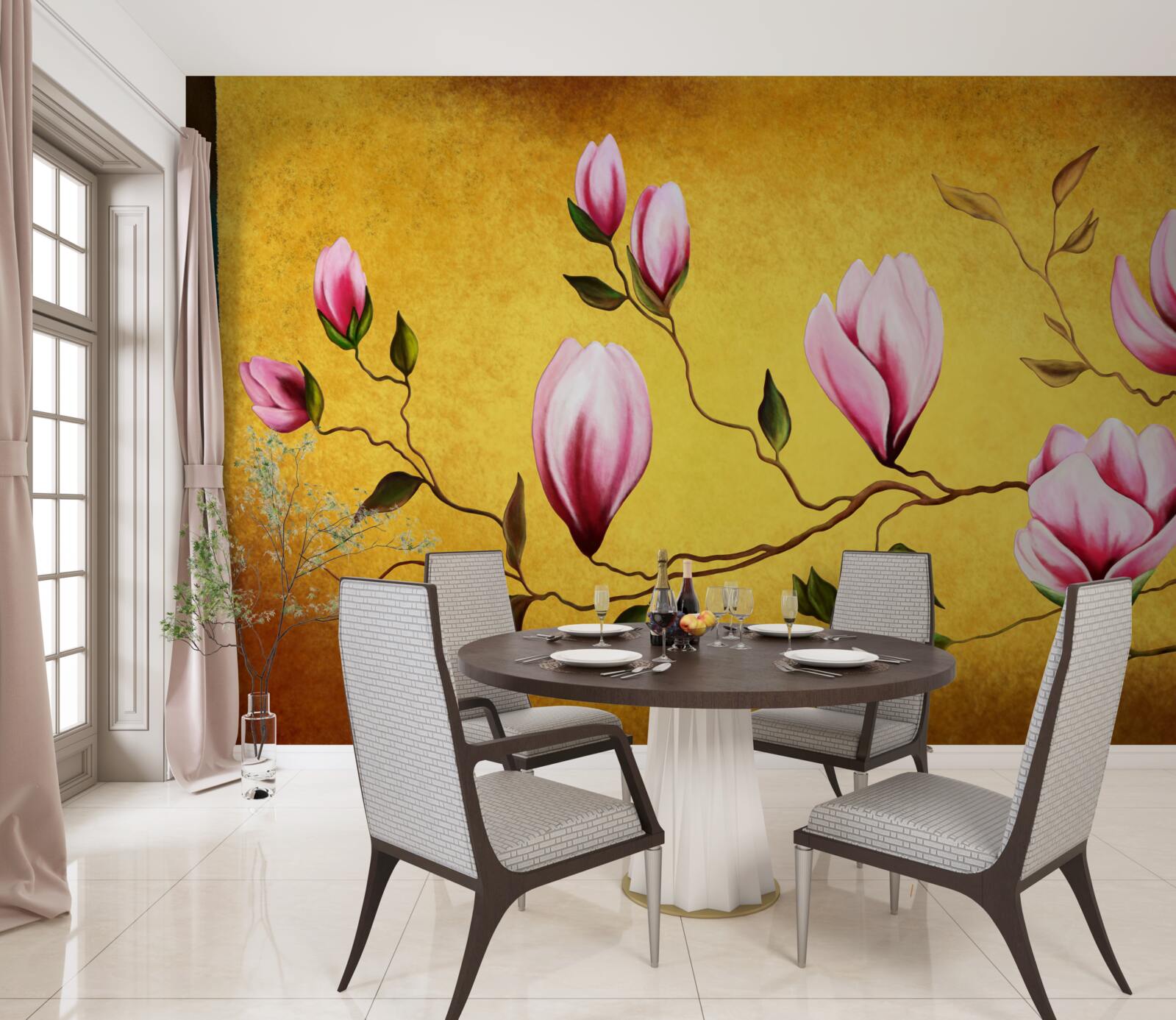 Fototapet magnolii roz din japonia