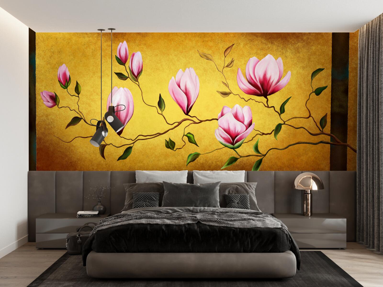 Fototapet magnolii roz din japonia