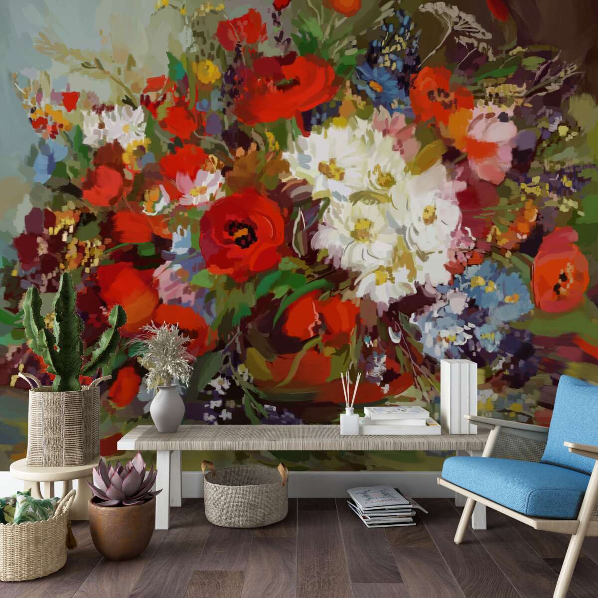 Fototapet compoziția florilor colectate de pe pajiștile de vară