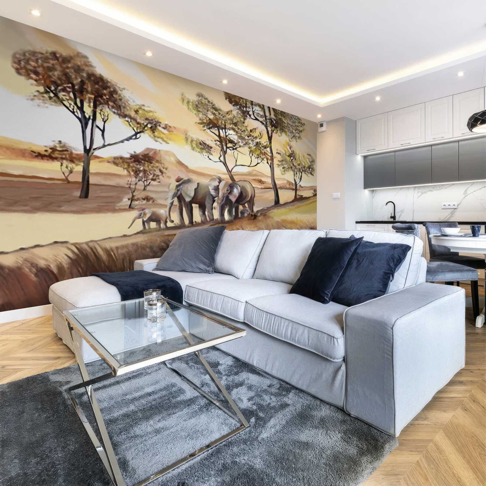 Fototapet excursie de familie elefant