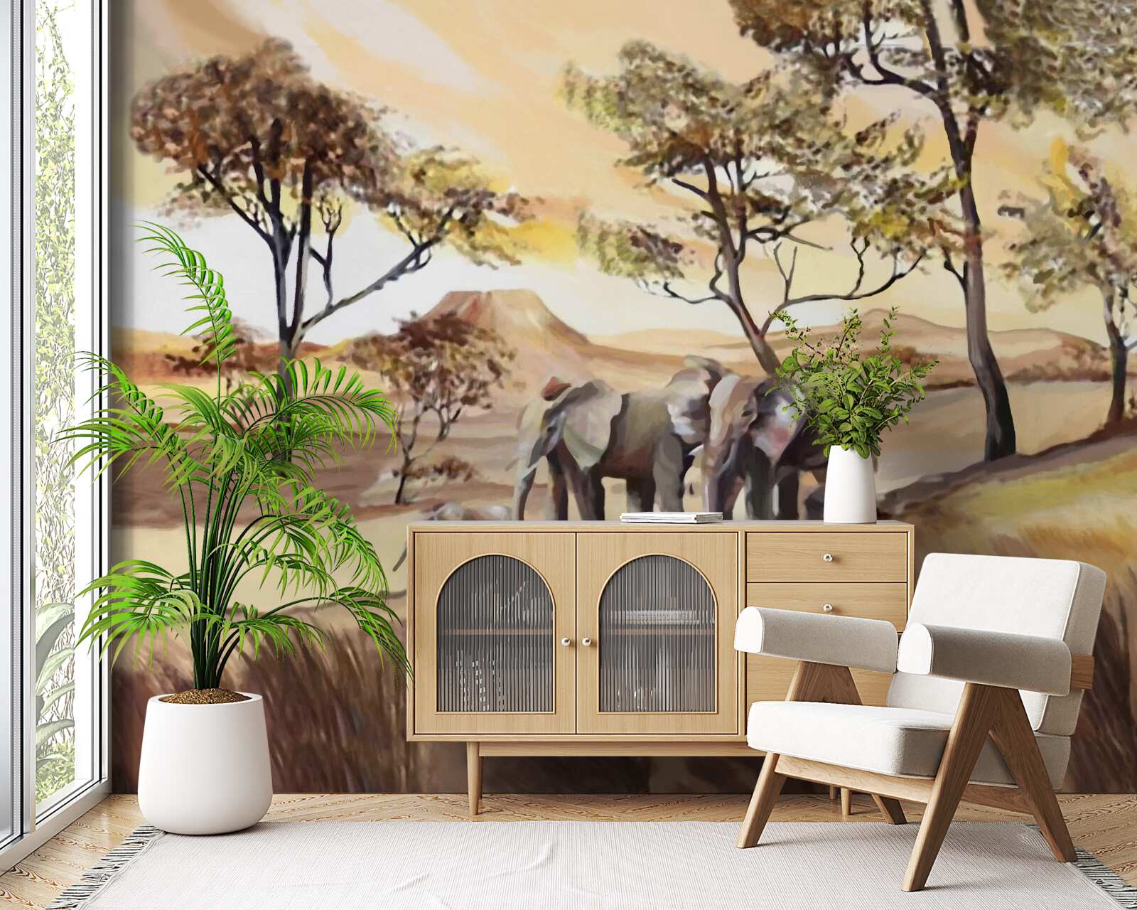 Fototapet excursie de familie elefant