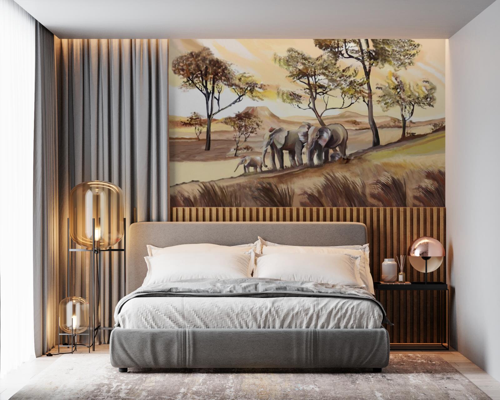 Fototapet excursie de familie elefant