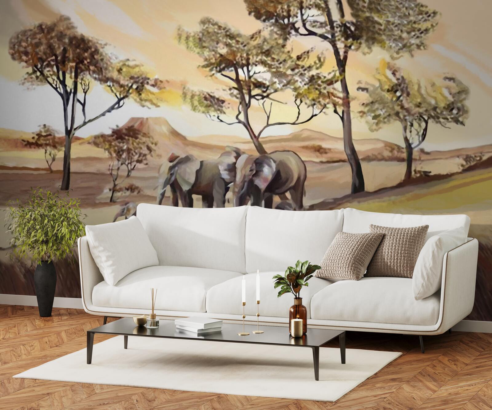 Fototapet excursie de familie elefant