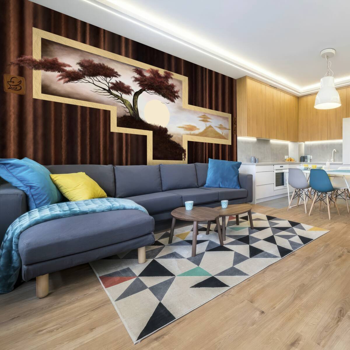 Fototapet răsărit de soare peste bonsai vechi