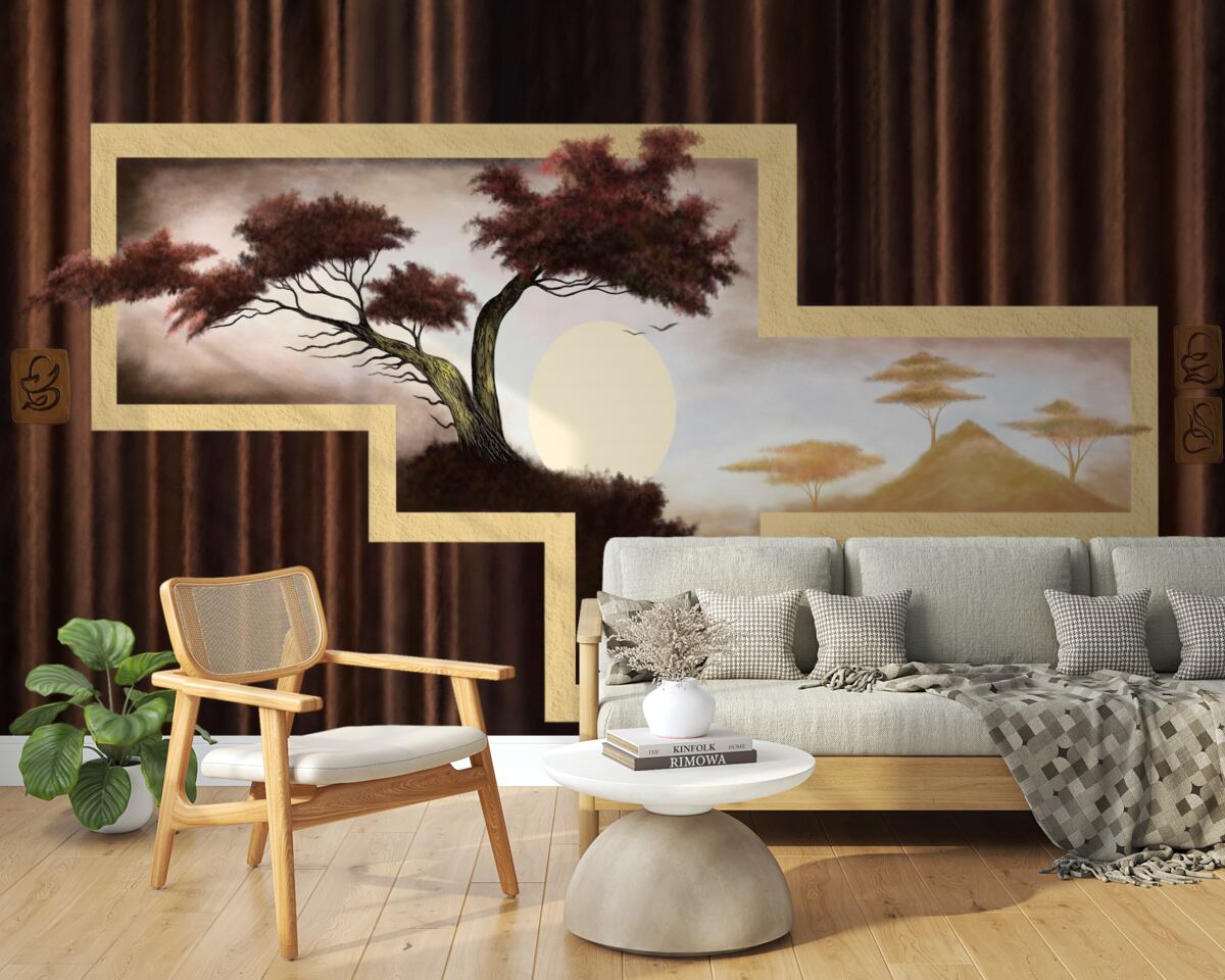 Fototapet răsărit de soare peste bonsai vechi